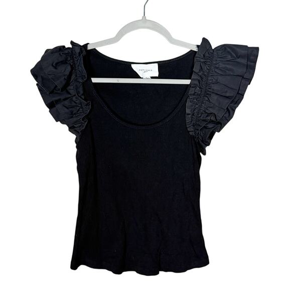 Pomander Place Rita Ruffle Sleeve Top Black Tuckernuck Size Small - Picture 2 of 6